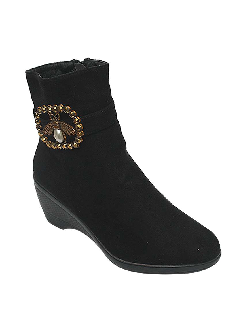 black pu ankle  boots