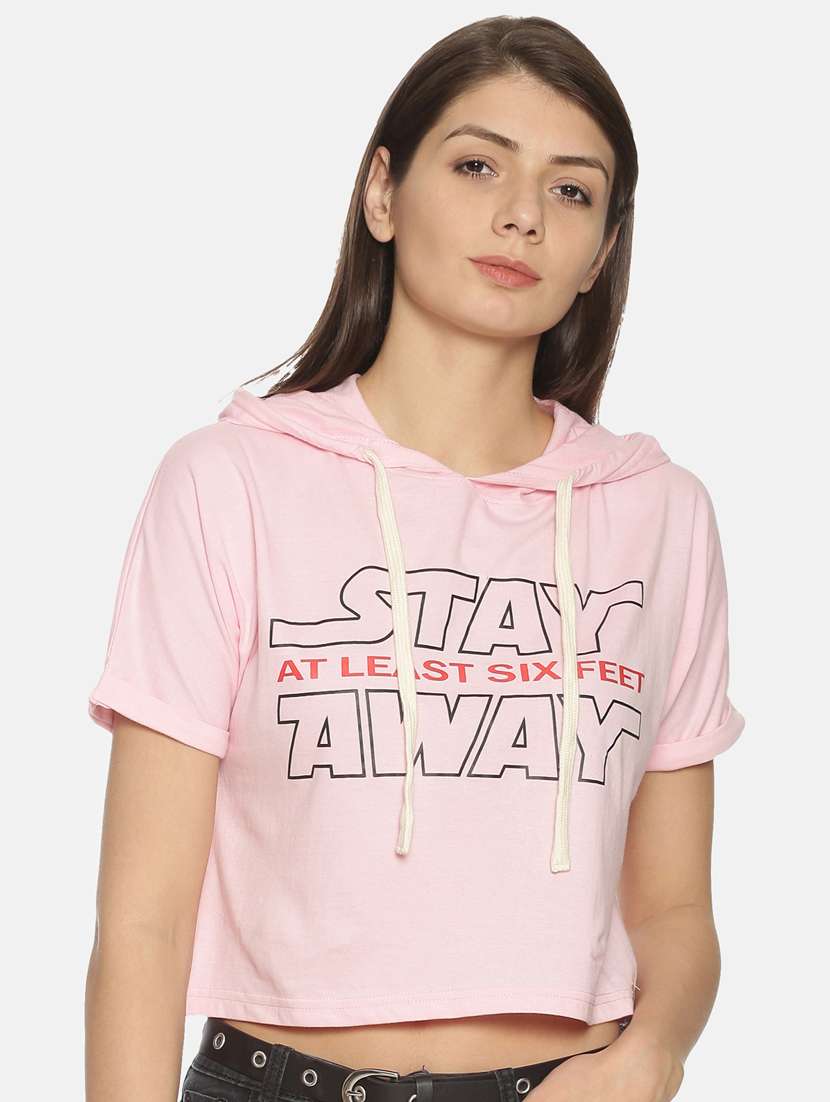 hooded neck crop tee 