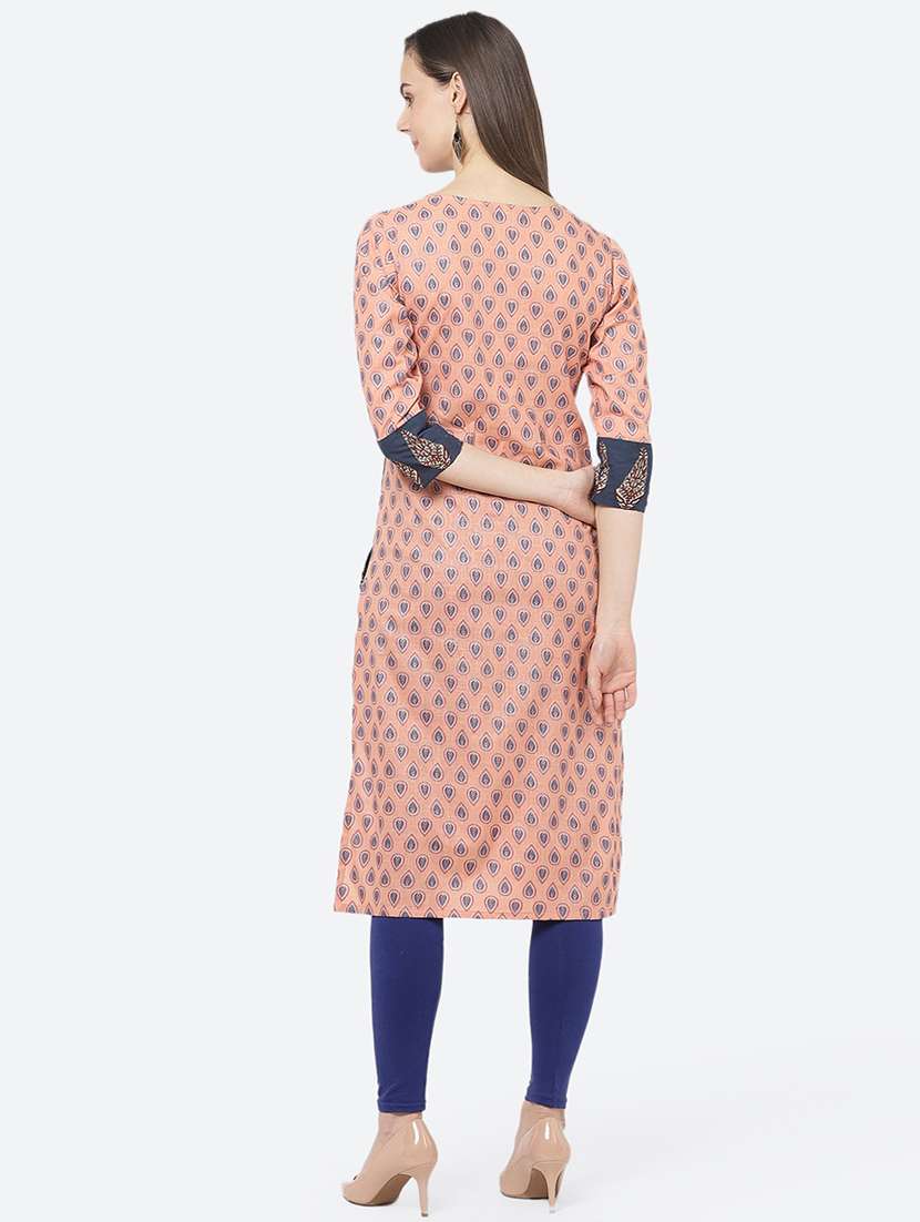 women's straight kurta - 17396953 - Standard Image - 2