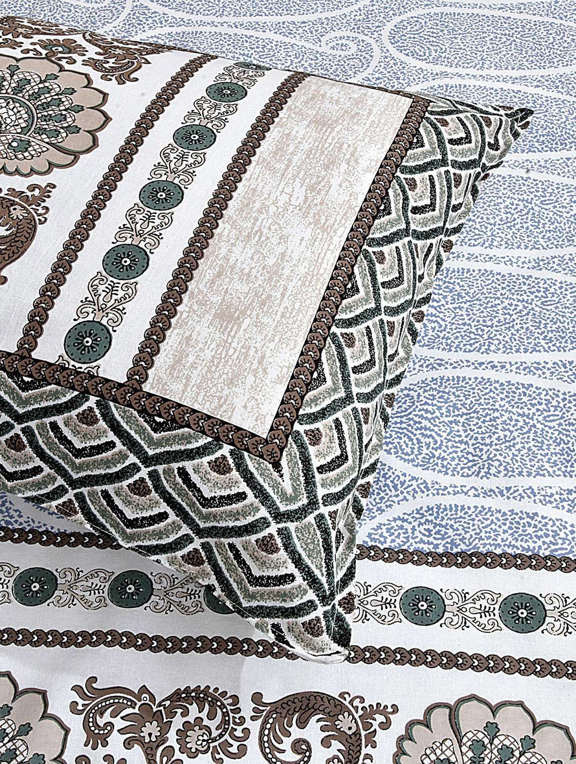cotton jaipuri print king size bedsheet with 2 pillow covers - 17397748 - Standard Image - 2