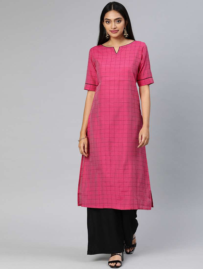 checkered straight kurta