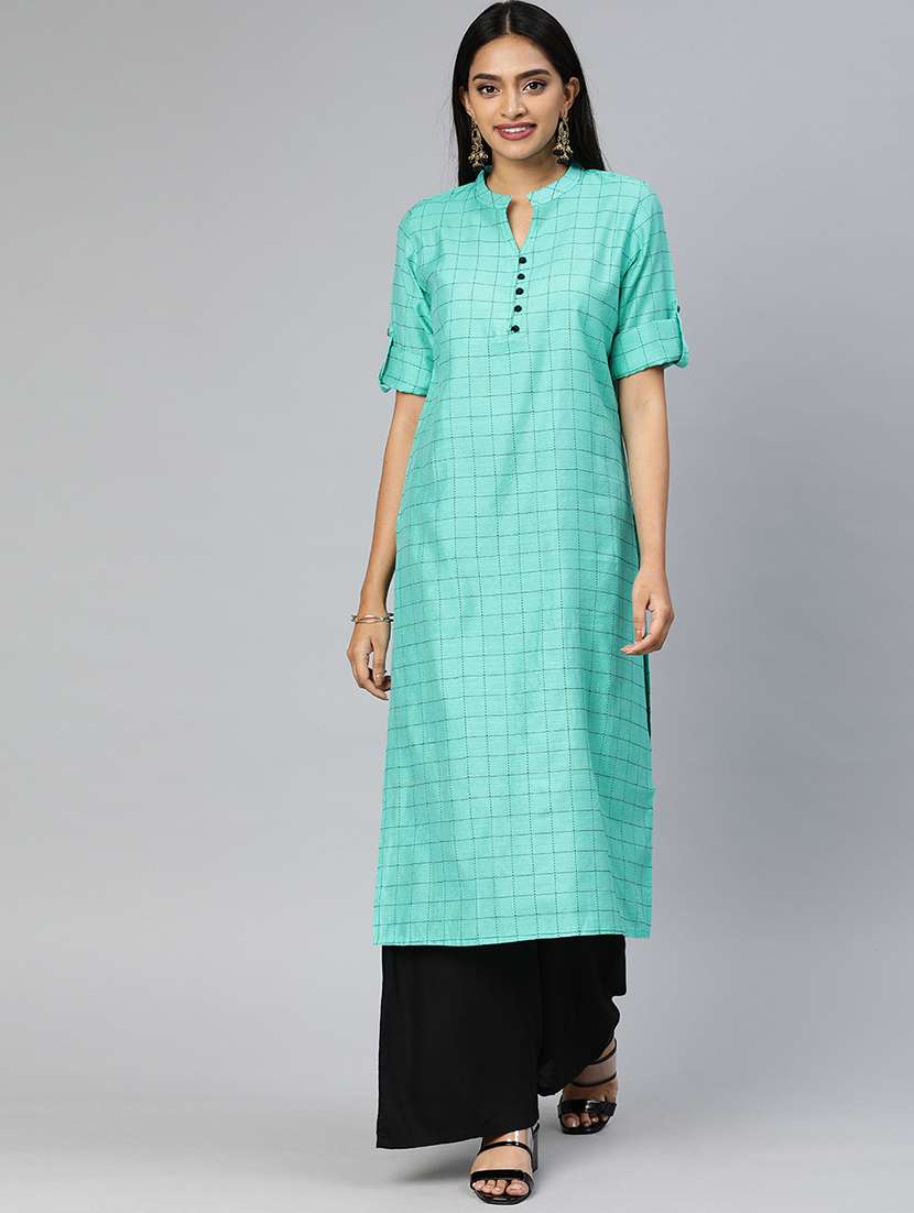 checkered straight kurta