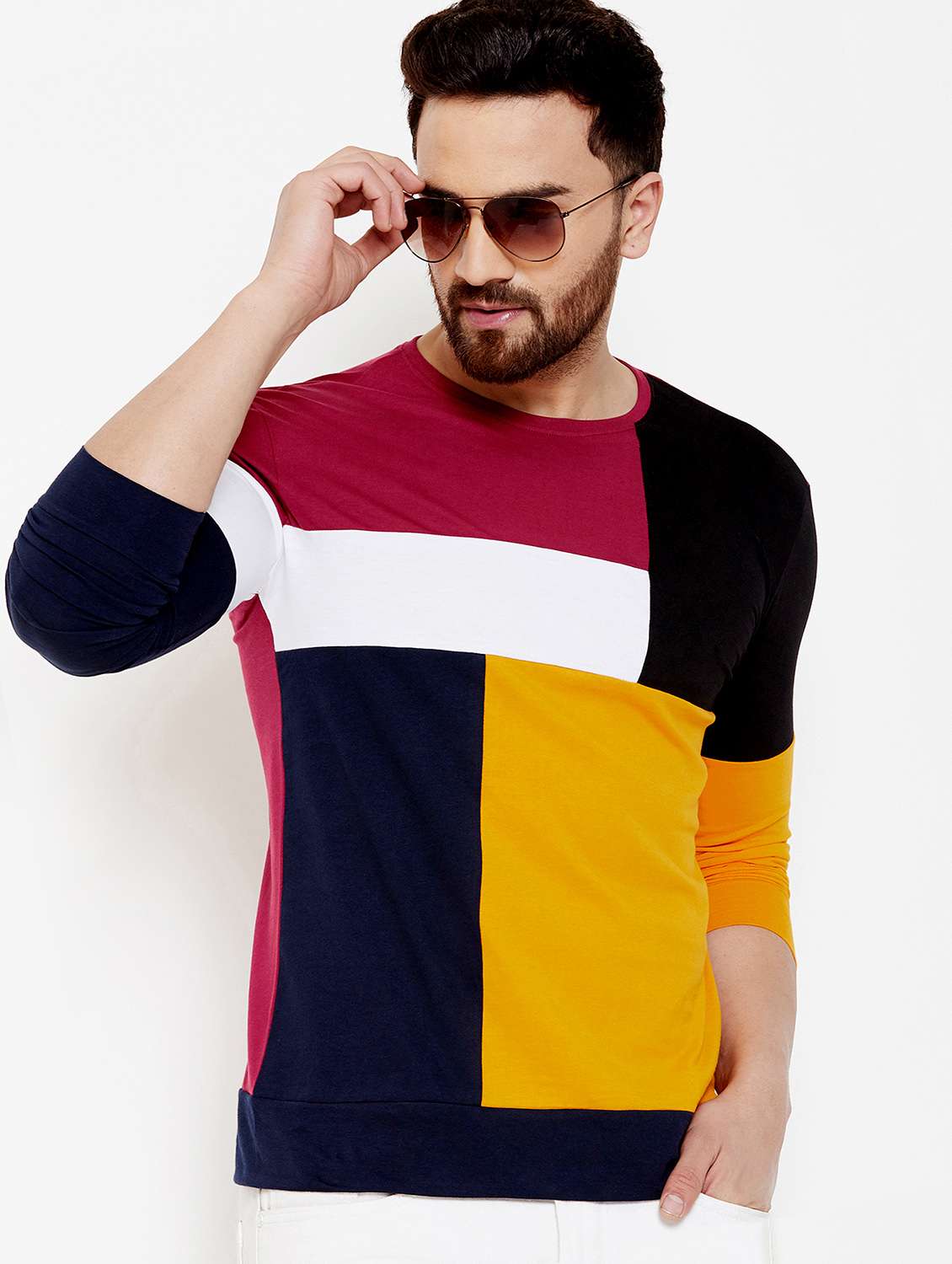 multi color block cut & sew t-shirt