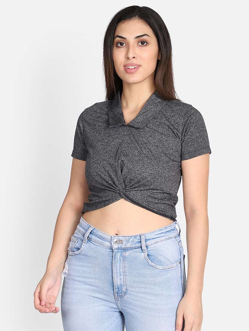 melange print crop top 