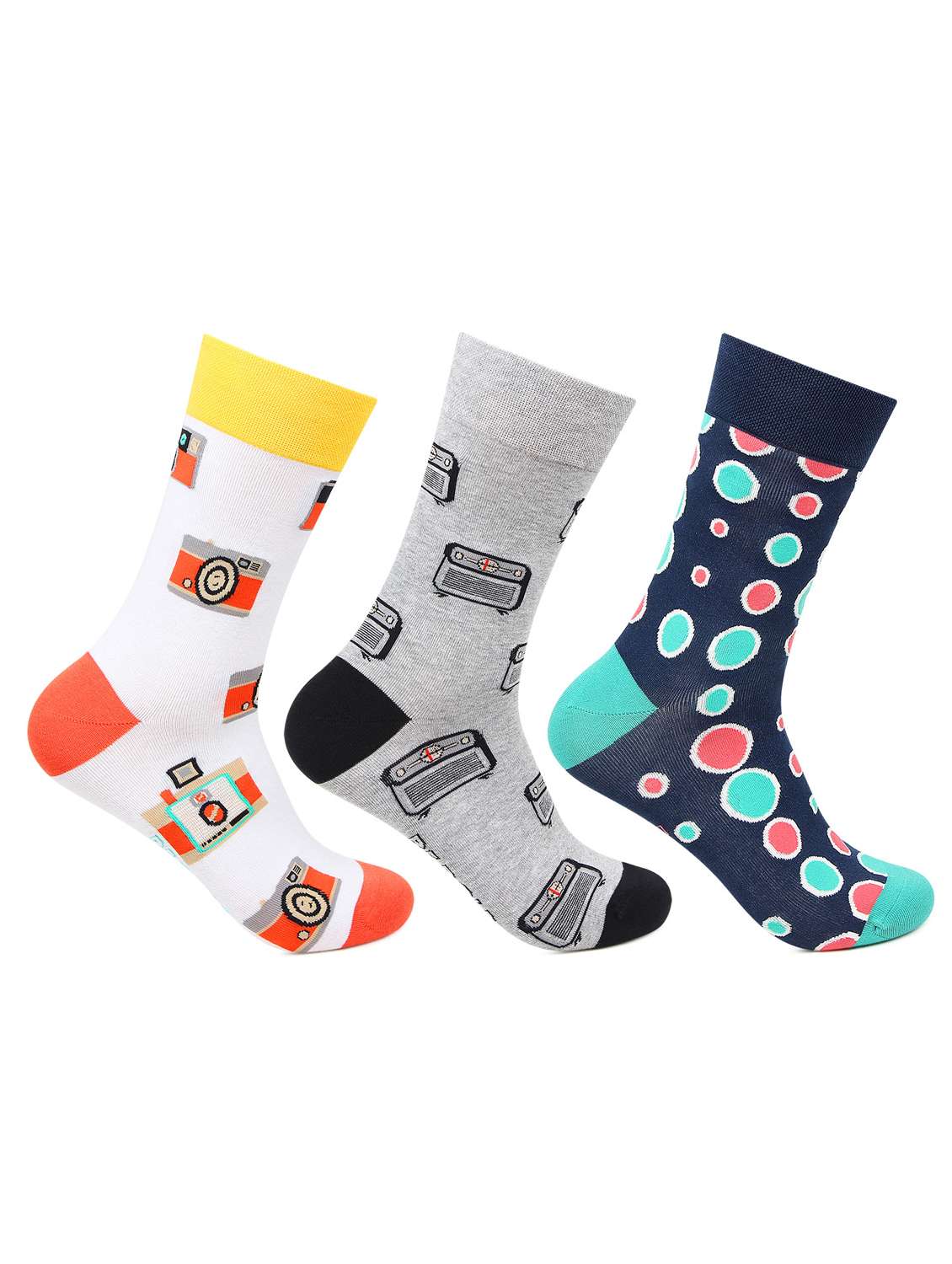 men pack of 3 printed above ankle length socks
