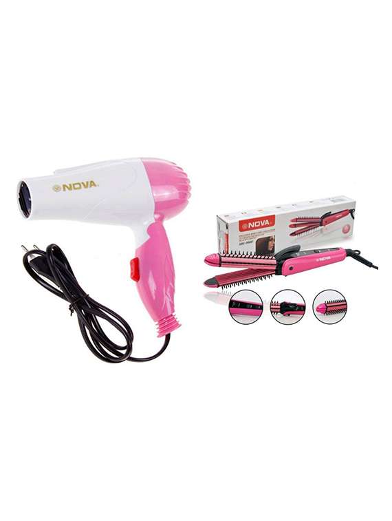 nova hair dryer and 3 in 1 professional hair straightener crimper roller hair styler for women(multicolor) - 17403262 -  Zoom Image - 0