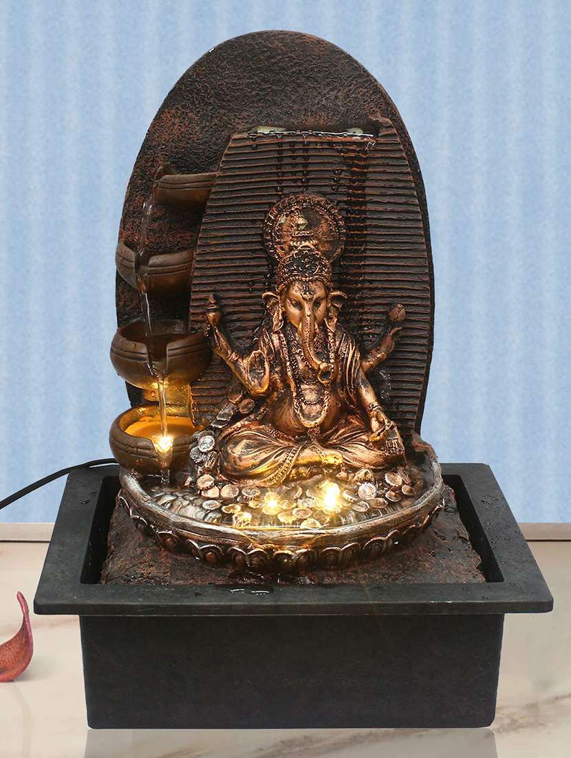   polyresin copper five step indoor table top water fountain with adjustable speed control