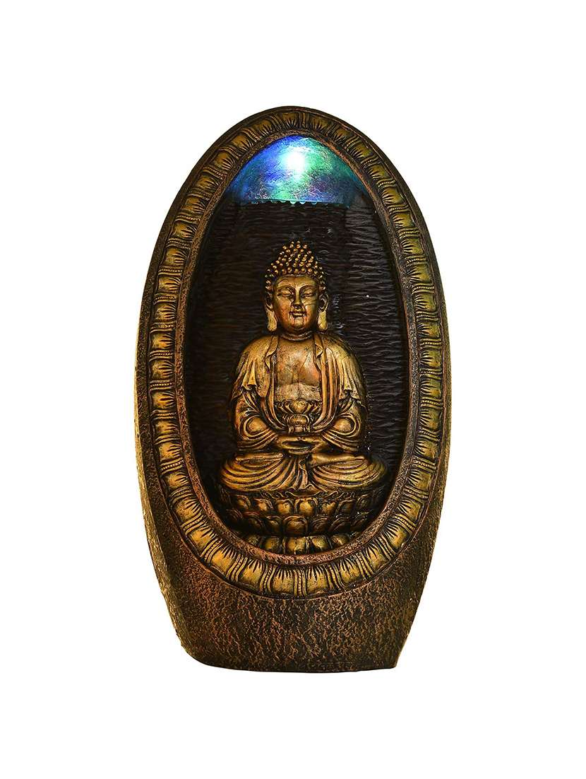  polyresin golden brown one step water fountain with adjustable speed control