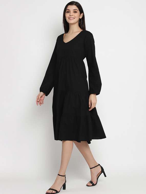 women's tiered dress solid dress
