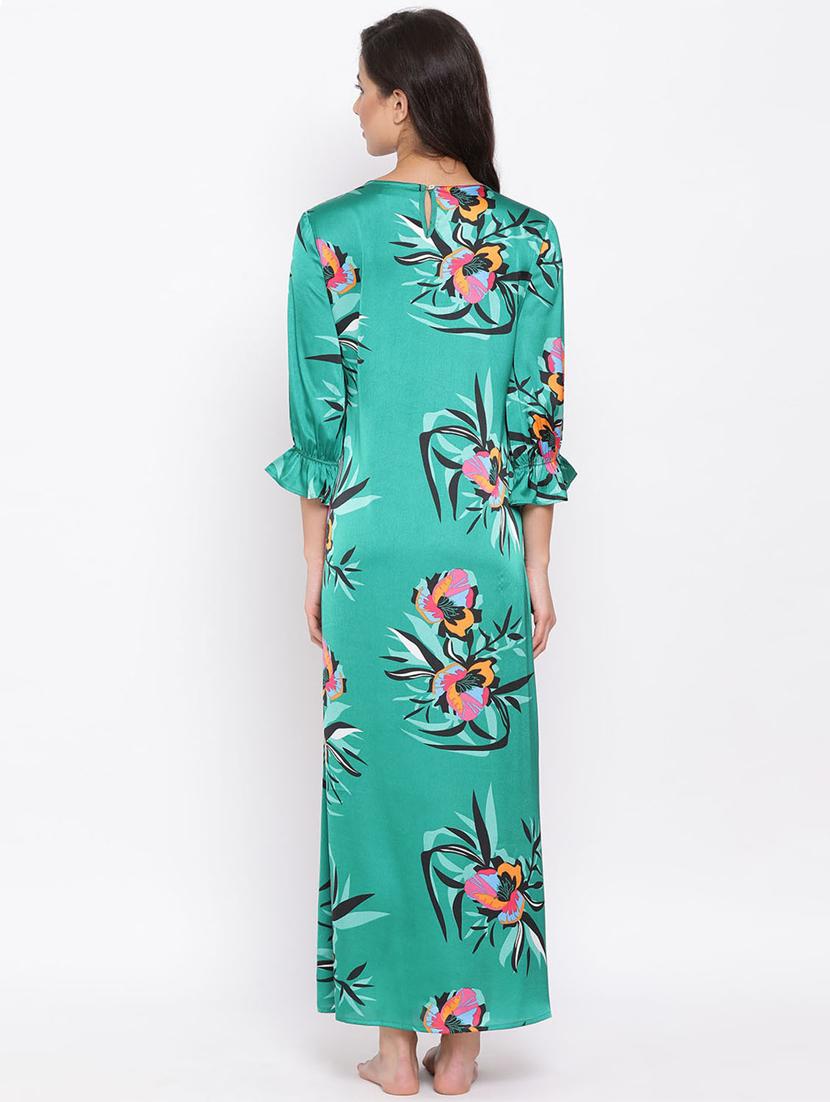 women green floral printed nighty - 17405570 - Standard Image - 2