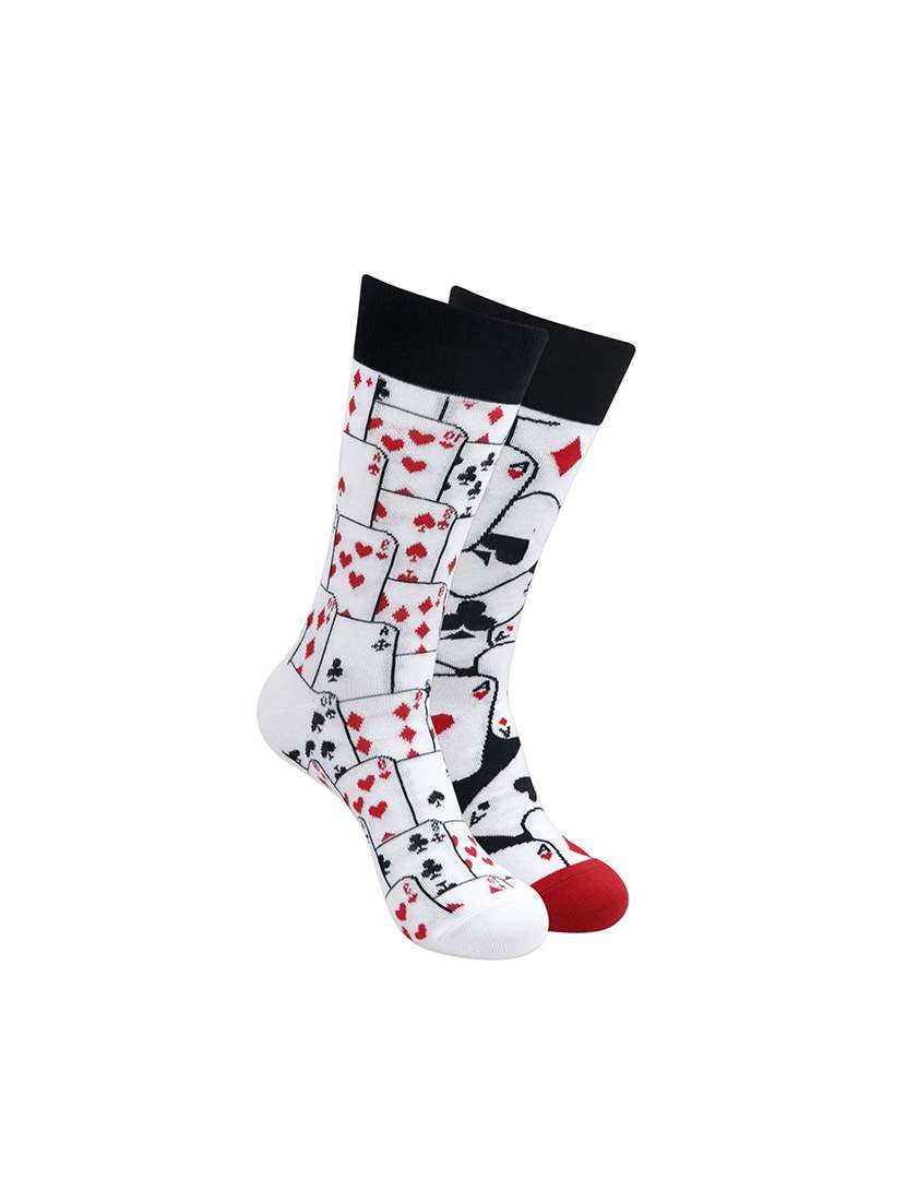 men white printed above ankle length sock