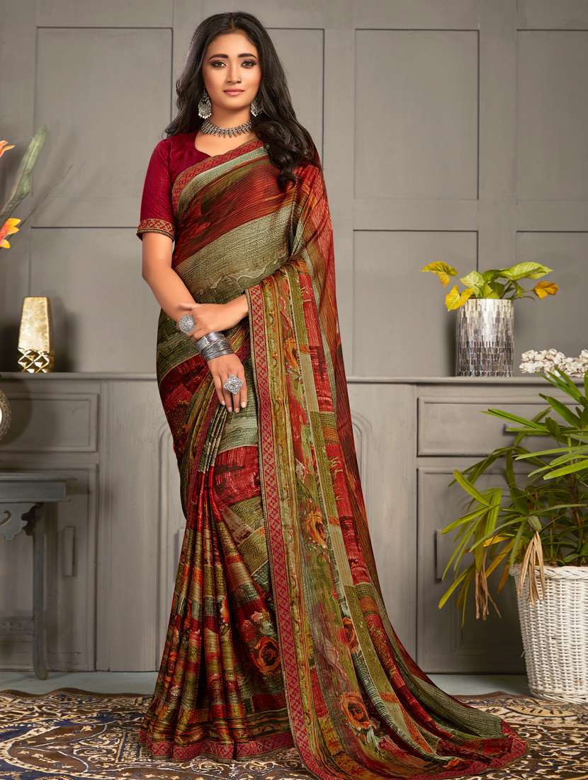 abstract printed saree with blouse