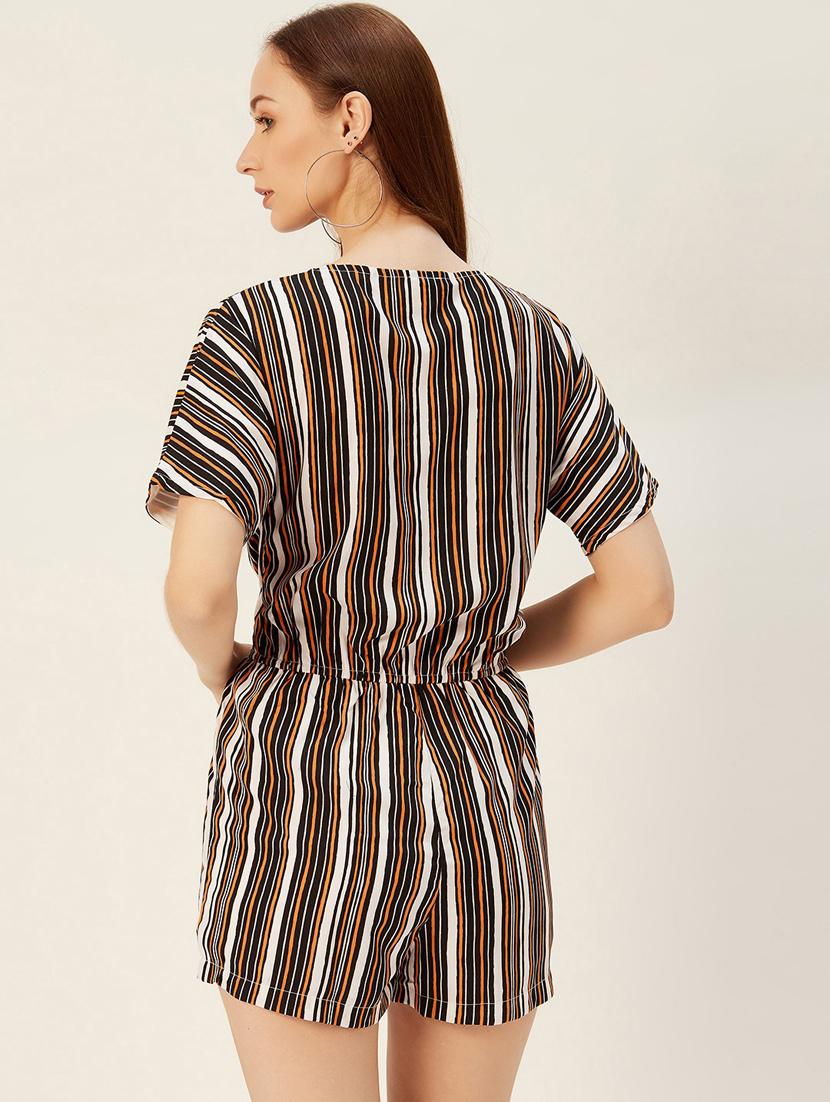 overlap neck striped romper - 17408540 - Standard Image - 2