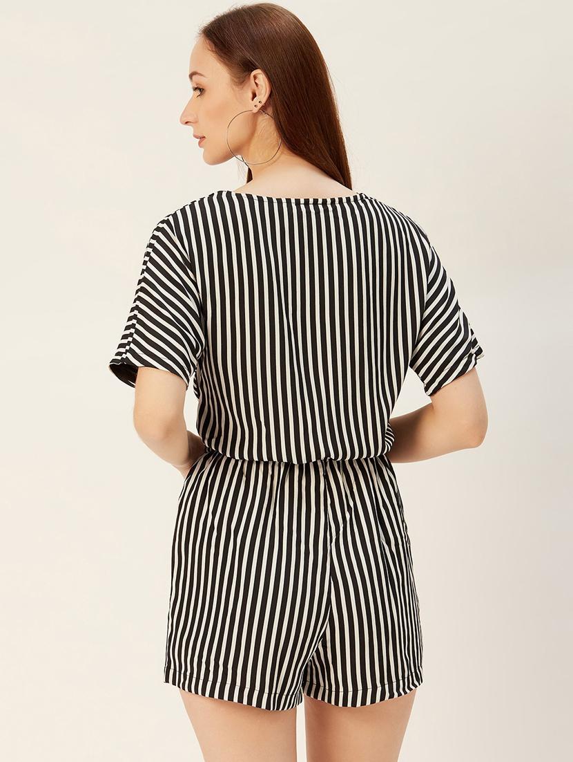 overlap neck striped romper - 17408541 - Standard Image - 2