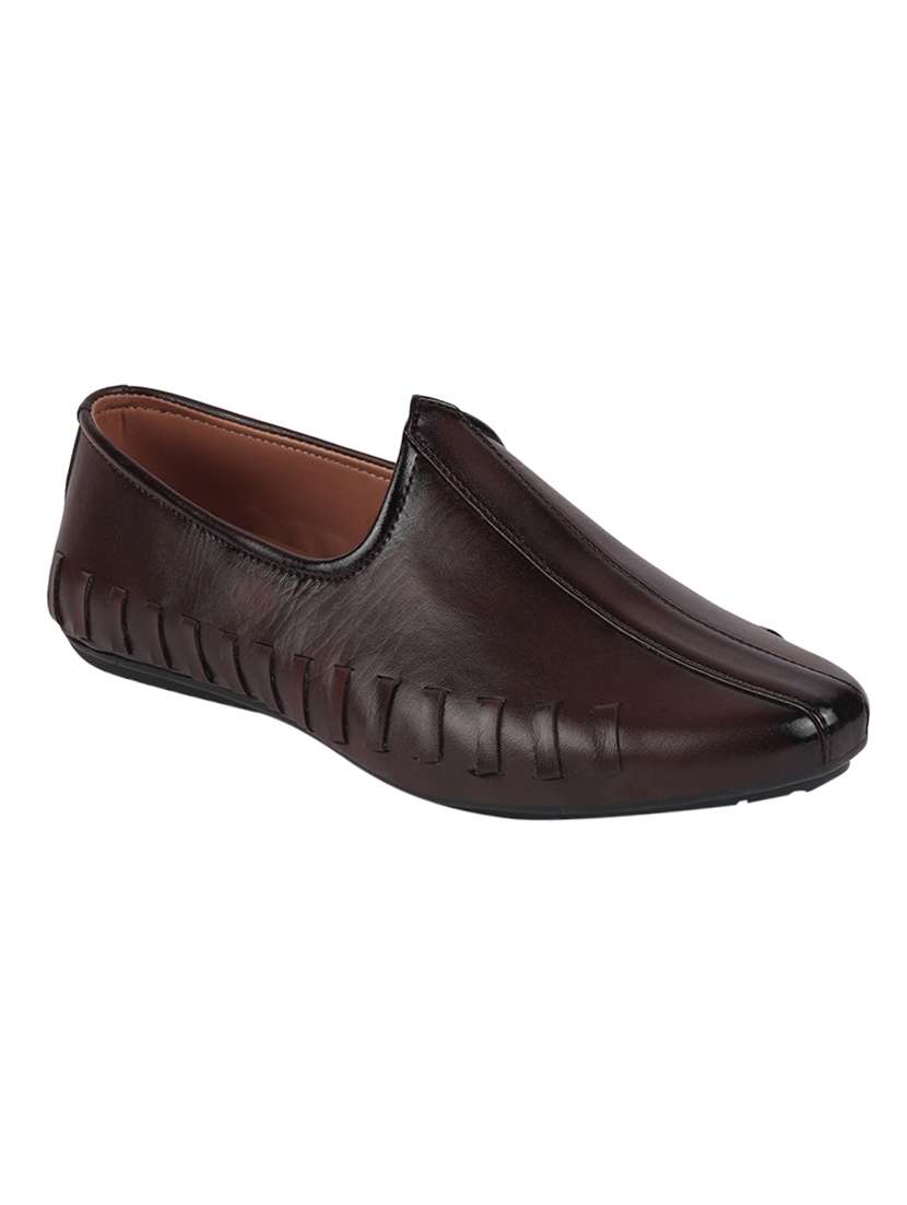 brown pu slip on mojaris