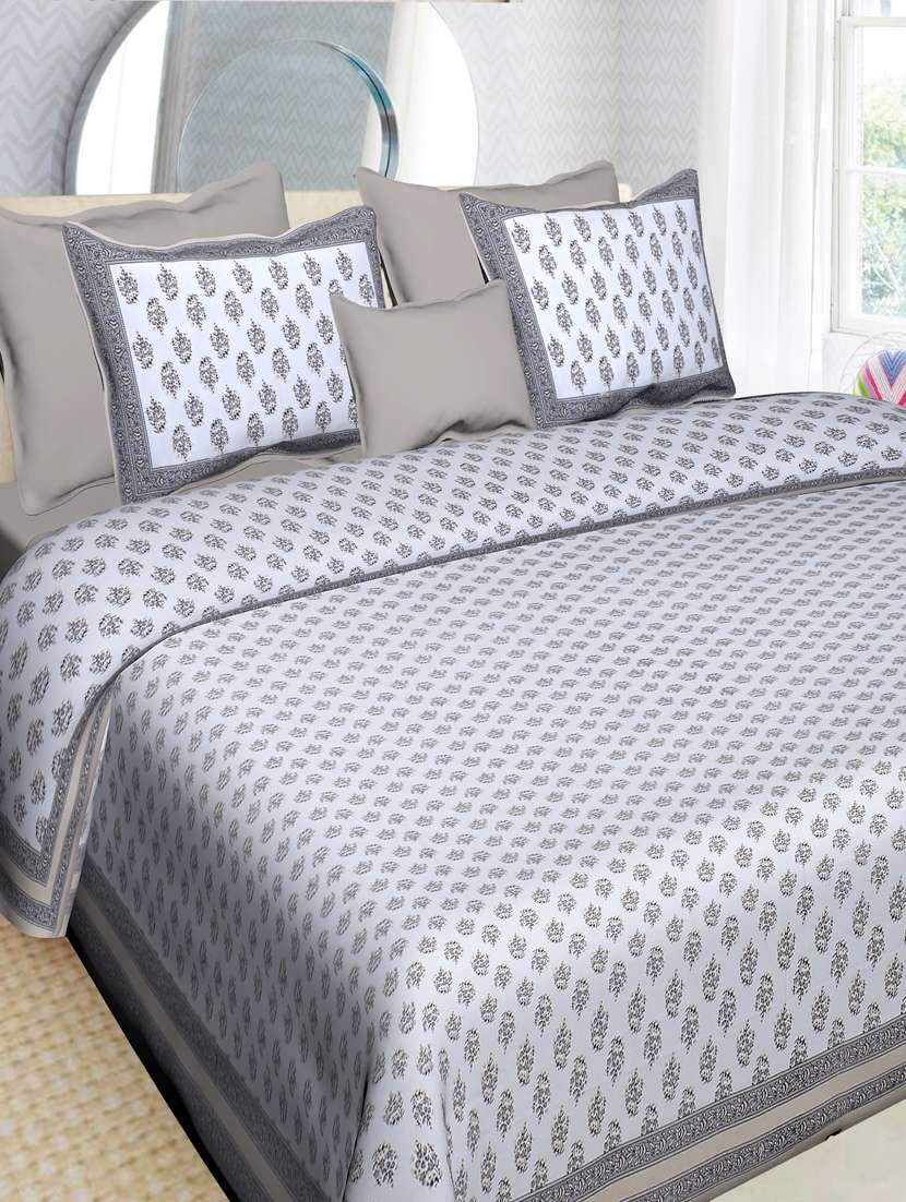 cotton jaipuri printed king size double bedsheet with 2 pillow cover