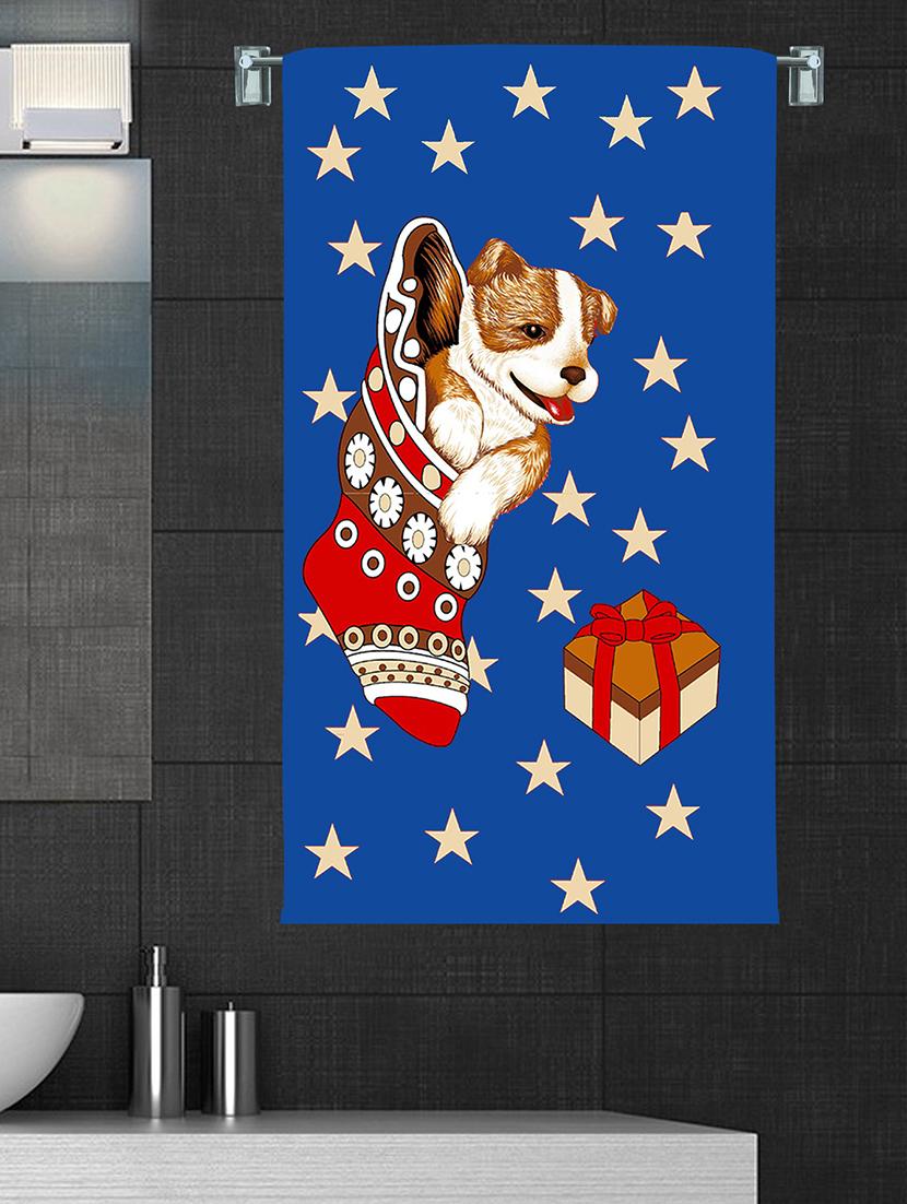 100% cotton 300 gsm kids cartoon printed hand towel for bathroom set of 2pc, multicolor, 38 cm x 58 cm - star dog