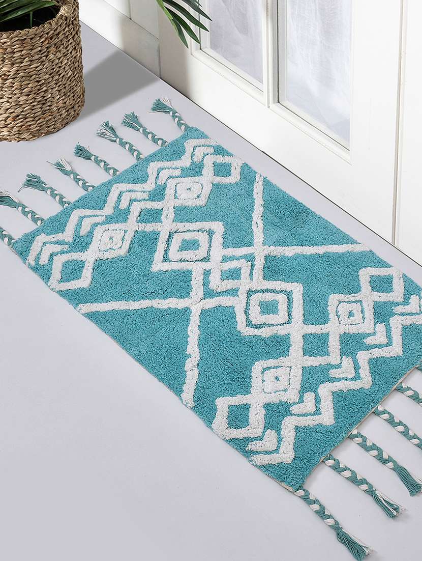 sheen decor geo multi bathmat collection, 50x80 cms, aqua