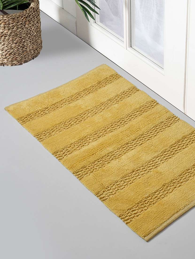 sheen decor intrigue stripes bathmat collection, 50x80 cms, lemon