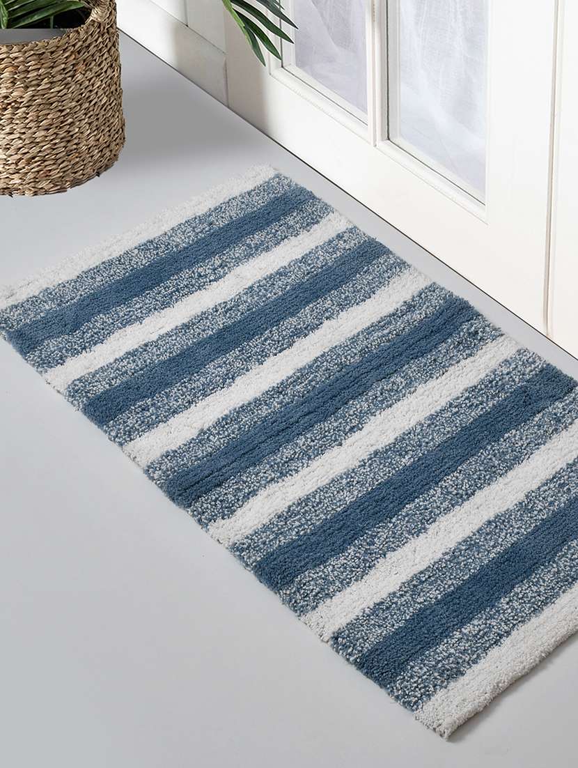 sheen decor stripes bathmat collection, 50x80 cms, blue