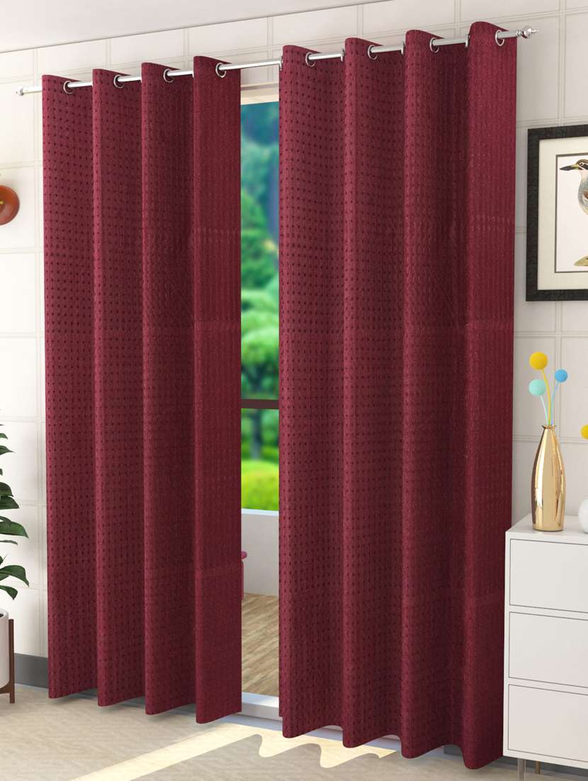 sheen decor galaxy rock  feet  door solid curtains(pack of 2)maroon(4x7 feet)