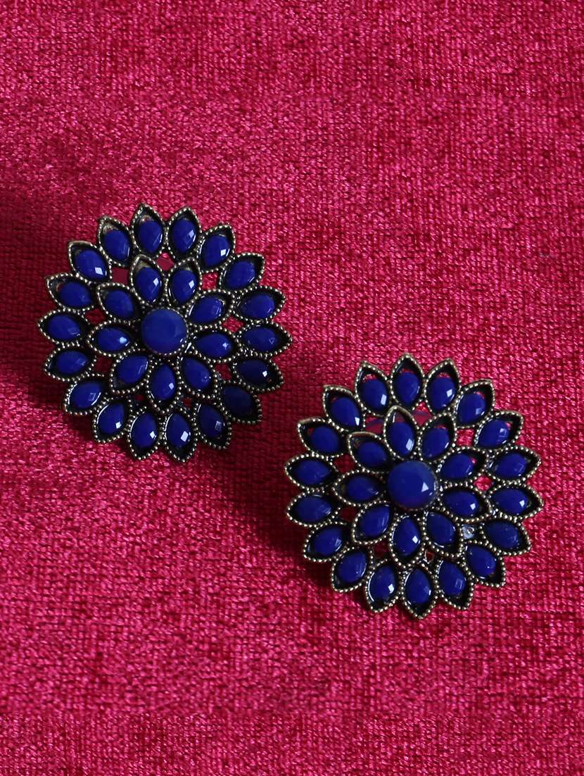 blue brass studs earring