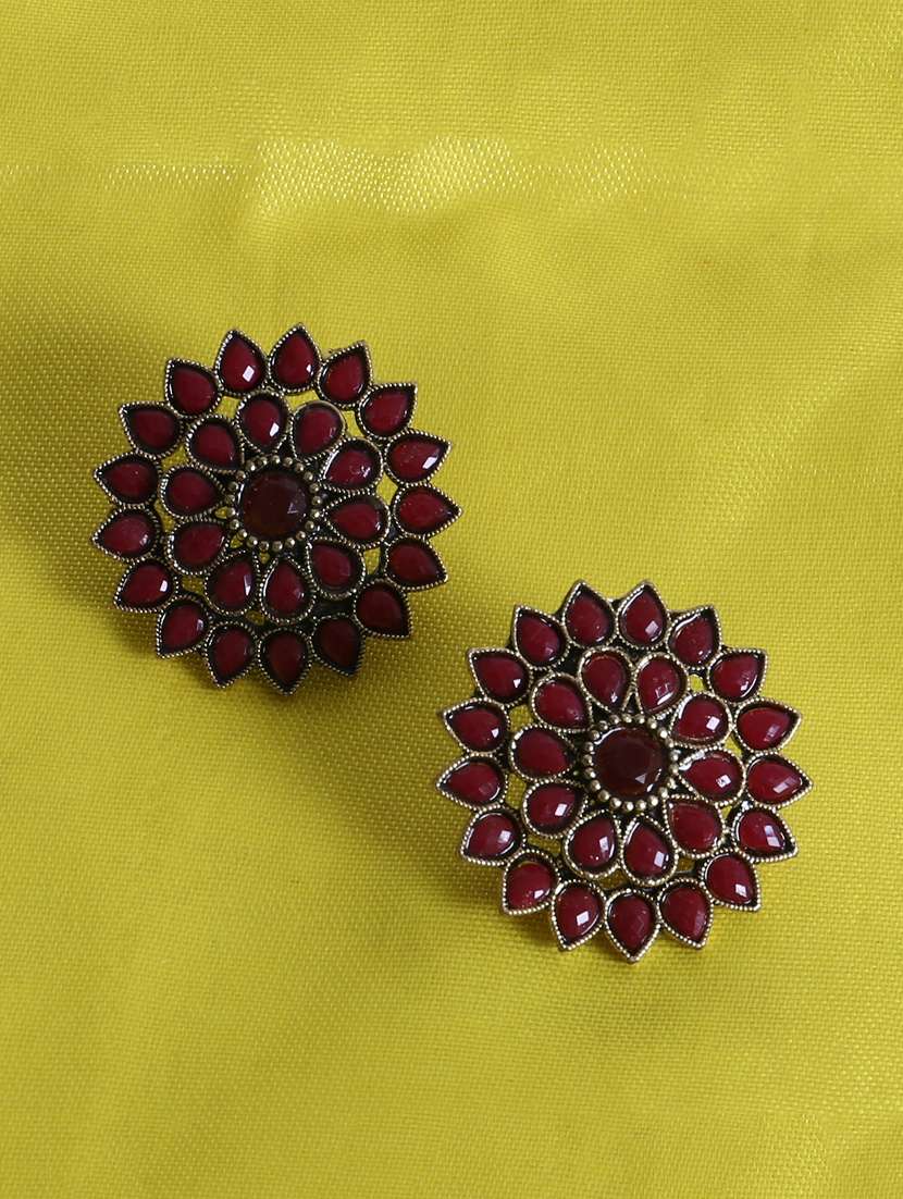 red brass studs earring