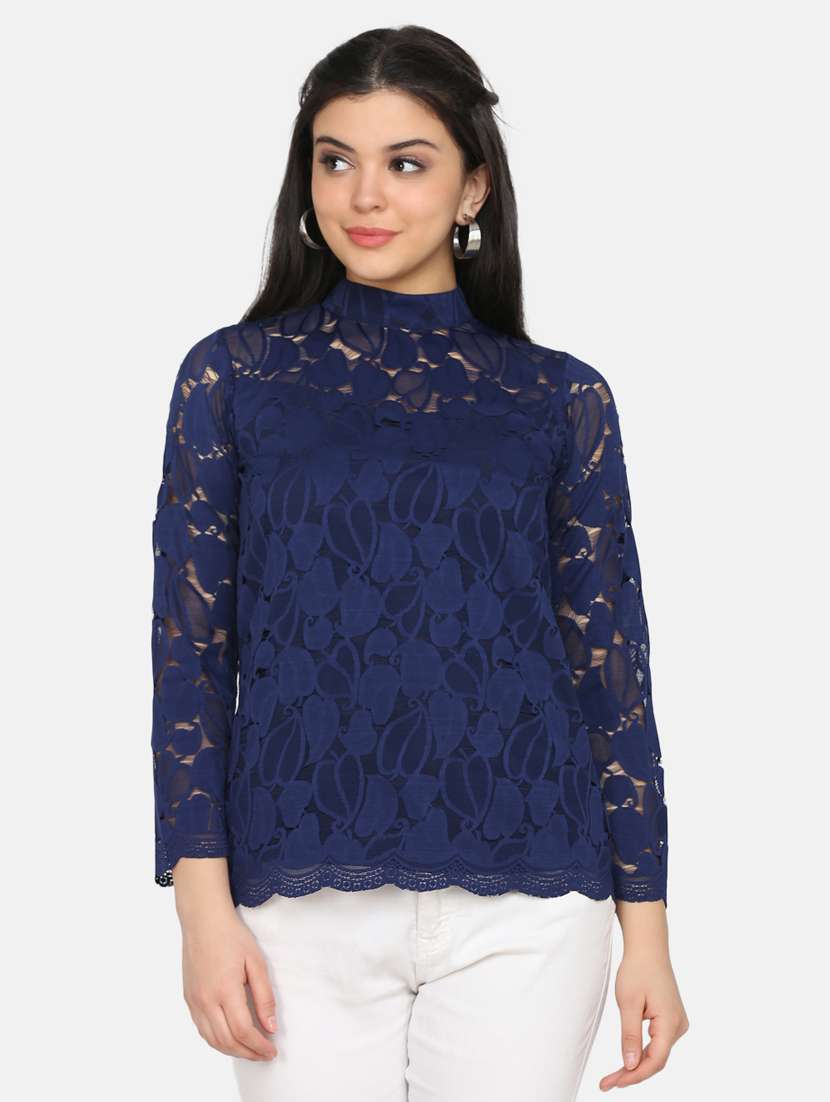 women's straight high neck top