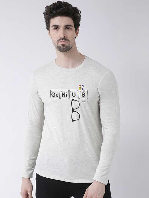 grey chest print t-shirt - 17411540 - Standard Image - 0