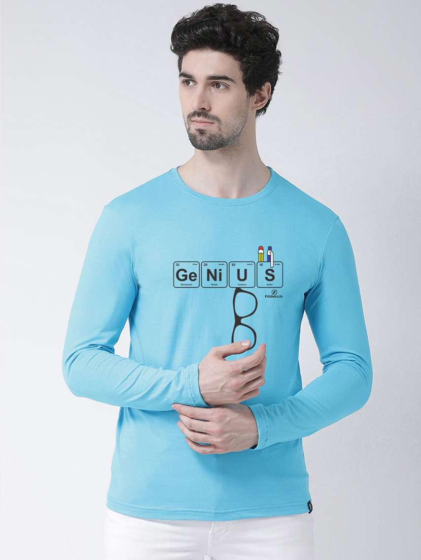 turquoise blue chest print t-shirt