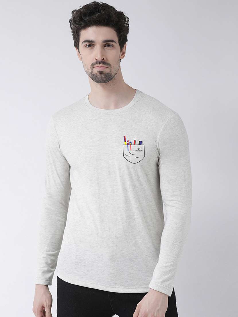 grey chest print t-shirt
