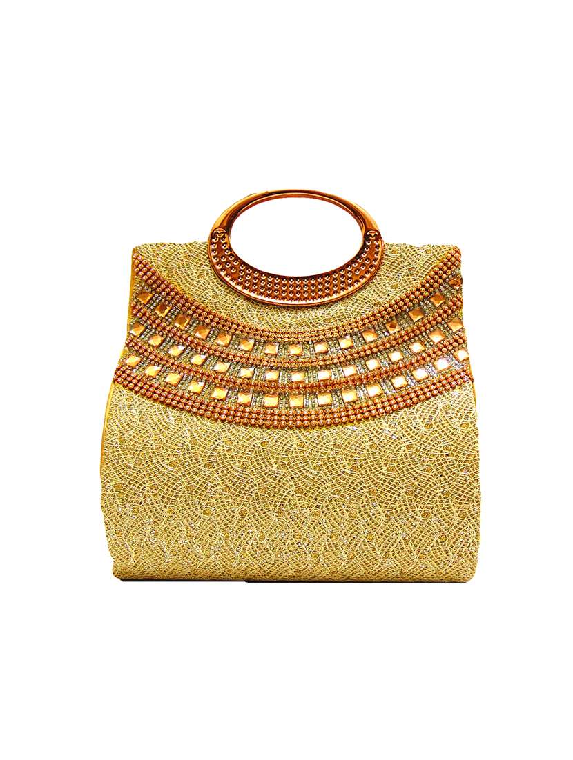 gold leatherette (pu) regular clutch