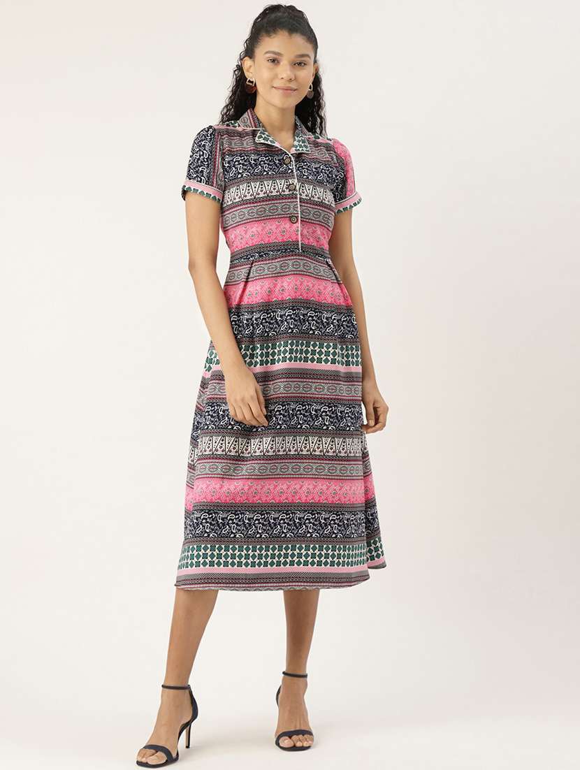 tie back printed a-line dress 