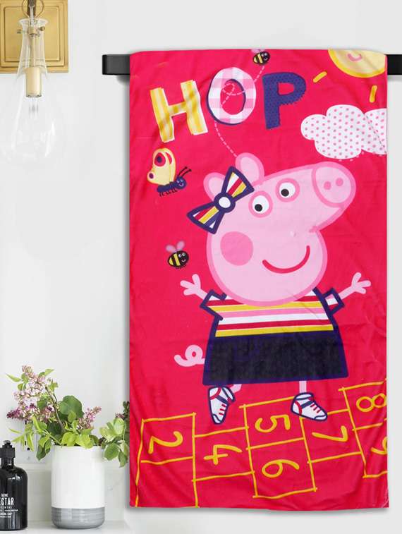  peppa hop microfiber printed bath towel for kids 