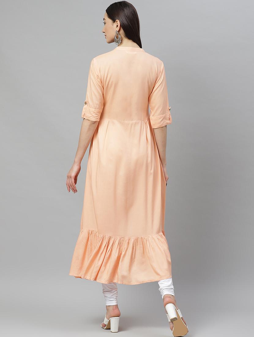 embroidered tiered flare kurta - 17415344 - Standard Image - 2