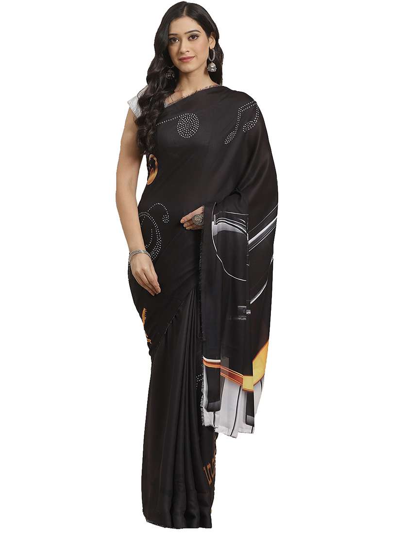 women's printed black colored saree