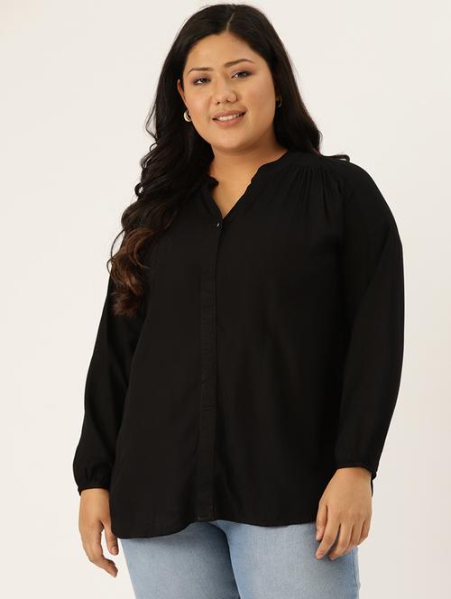 women's a line mandarin neck top - 17416823 -  Standard Image - 0