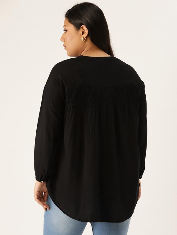 women's a line mandarin neck top - 17416823 - Standard Image - 2