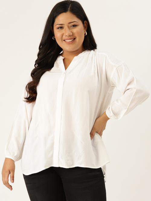 women's straight mandarin neck top - 17416826 - Standard Image - 0
