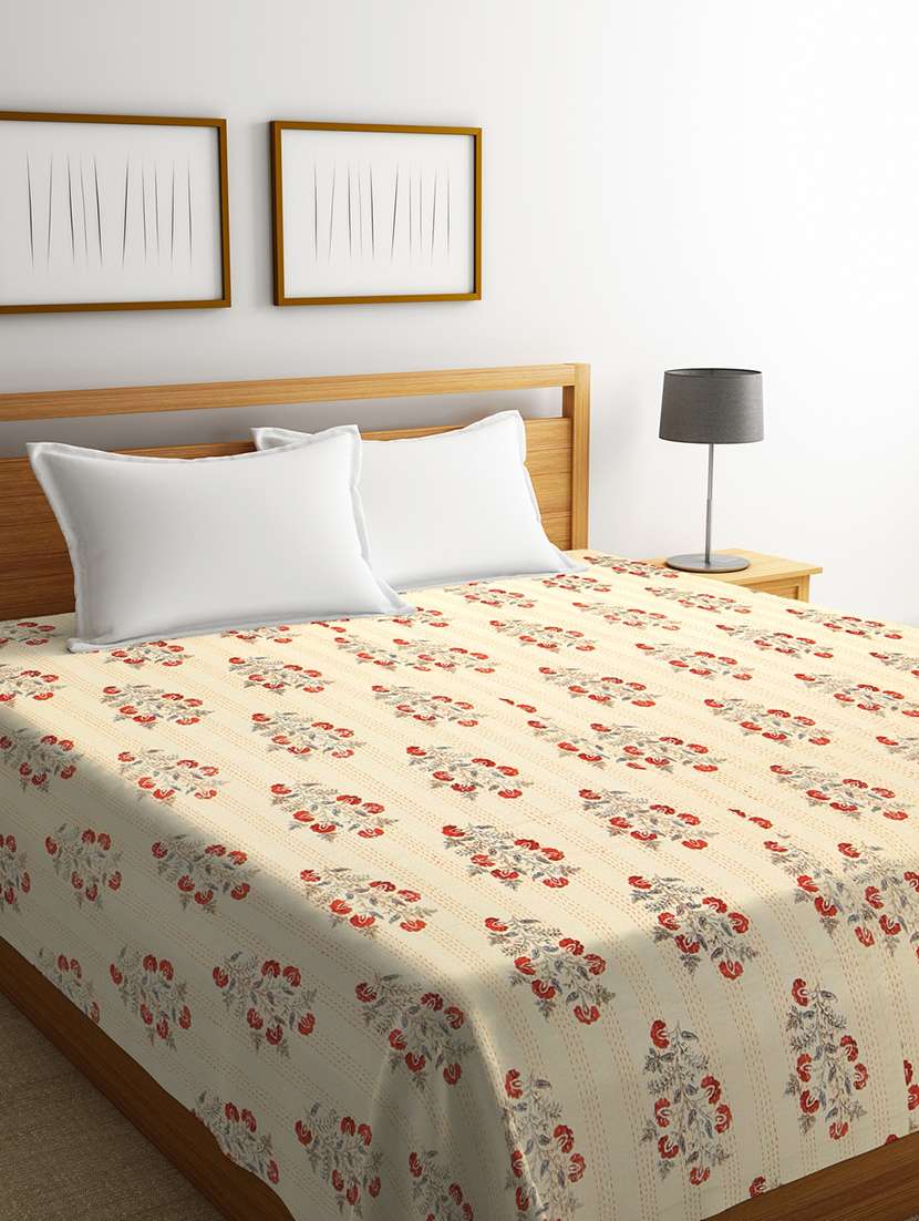  floral double bed kantha bed cover