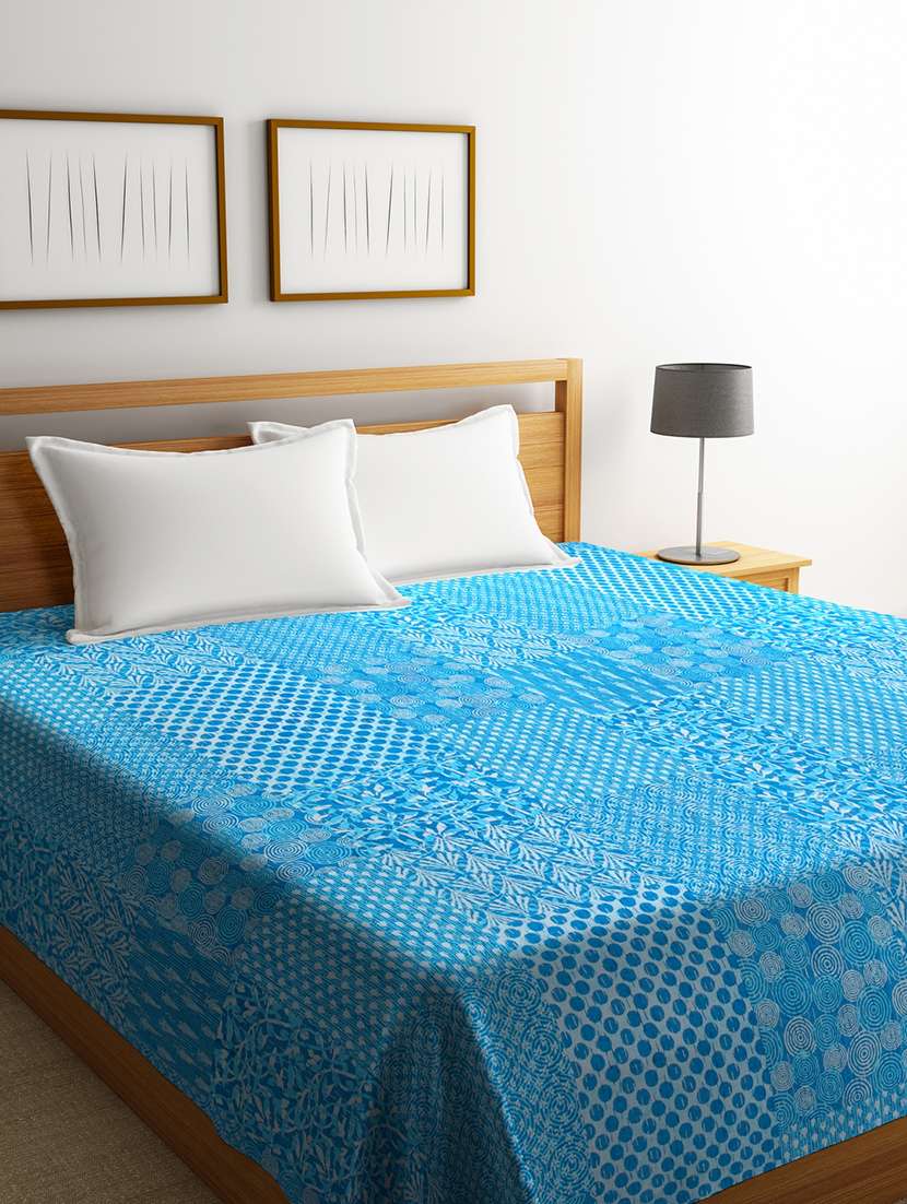  floral kantha double bed cover