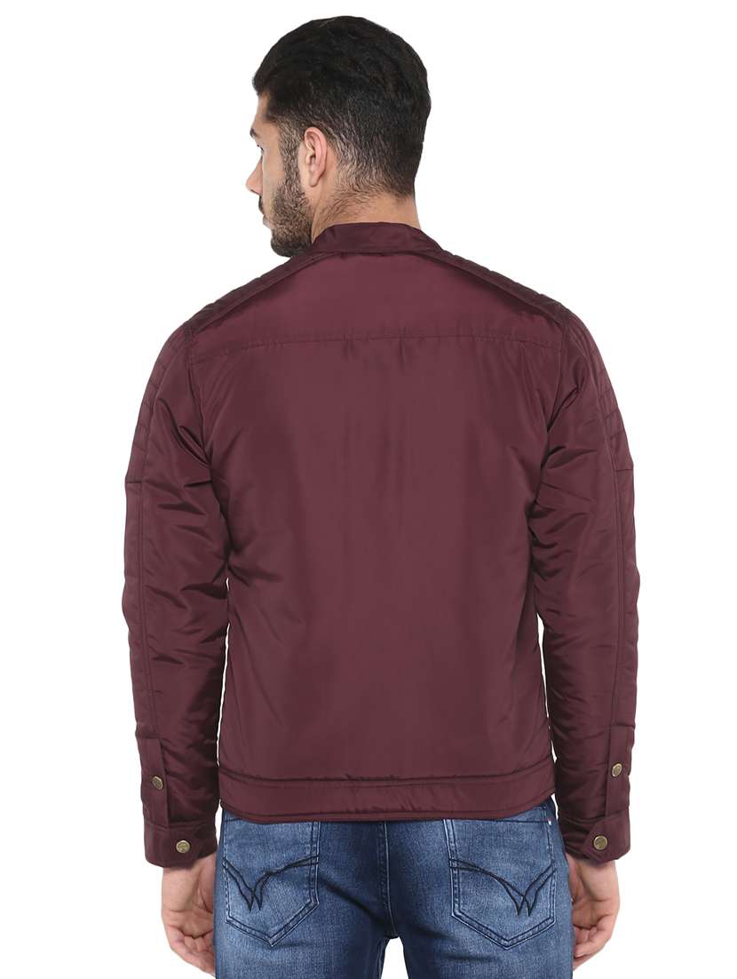 maroon solid casual jacket - 17417479 -  Standard Image - 2