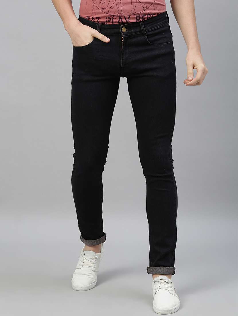 brown plain denim jeans
