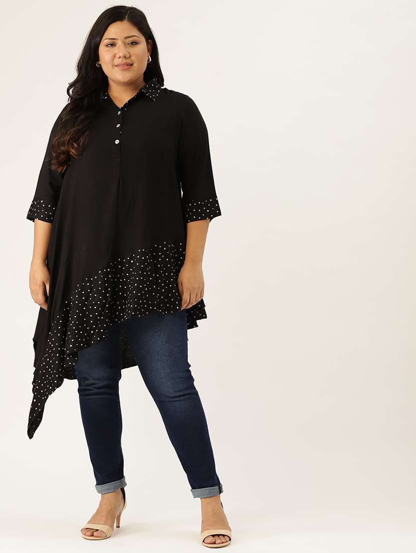 shirt collar asymmetric plus tunic 