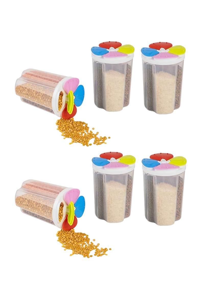 plastic 4 section air tight, grocery container (pack of 6)