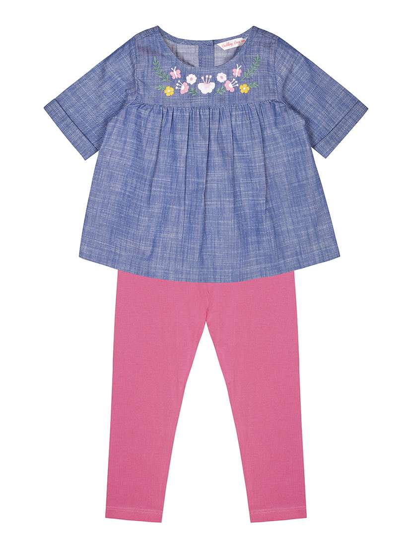blue cotton tunic sets twin set 