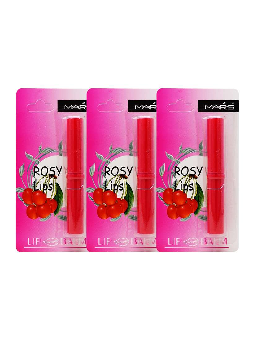 pack of 3 mars rosy lips cherry lip balm (mk033-4), 4.5g