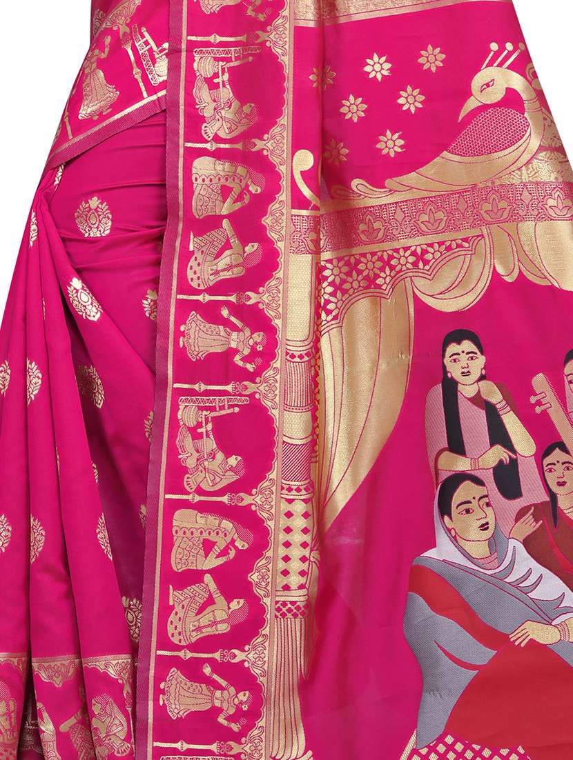 magenta banarasi saree with blouse - 17418468 -  Standard Image - 2