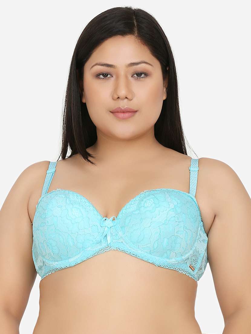 sea green lace balconette bra