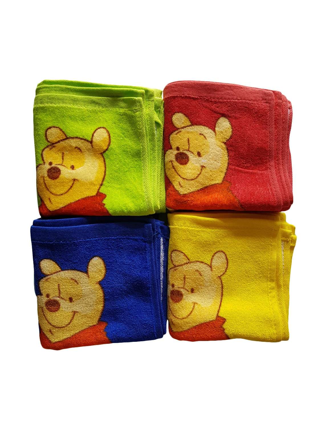 pooh printed cotton face towels for kids (pack of 12)